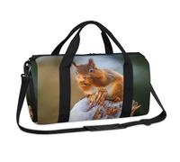 Winter Cute Squirrel Sports Duffel Bags Funny Squirrel Weekend Overnight Bag Casual Tote Holdall Travel Gym Luggage Duffel Bag for Kids Girls Boys Women Men