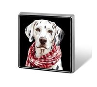 Winter Dalmatian Dog Square Brooch Metal Pin Badges Fashion Lapel Pins Jewellery Unisex