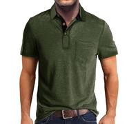 Winter Deals T Shirt for Men UK Short Sleeves Button Down Henley Tops Loose Cotton Polka Dots T-Shirts Elegant Essential Tee Workout Party Blouse Holiday Daily Basic Tank