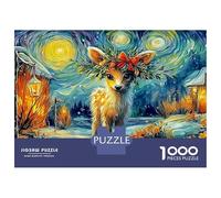 Winter Deer 1000 Piece Starry Deer Premium Puzzle Board for Family Friends Gathering Parent-Child Limited Edition 70x50cm/1000pcs