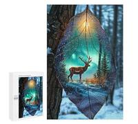 Winter Deer Inside A Leaf 1000 Piece Jigsaw Puzzles for Adults - Challenging Brainteasing Adults Jigsaw Puzzle, Uncover The Puzzle 1000 PCS