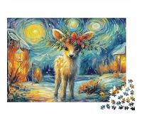 Winter Deer Jigsaw Puzzles for Adults 1000 Piece Puzzle Starry Deer Educational Games Beautiful Decoration Puzzle for The Whole for Women Gifts for Men 52x38cm/1000pcs