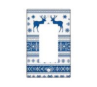 Winter Deer Light Switch Cover Plates/Outlet Covers, Blue Nordic Pattern for Holiday Decor, Thermoplastic Wall Plates, Standard Size Single Rocker