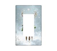 Winter Deer Light Switch Cover Plates/Outlet Covers, Festive Reindeer with Bells for Holiday Home Decor, Standard Size Single Rocker
