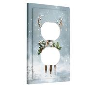 Winter Deer Light Switch Cover Plates/Outlet Covers, Festive Reindeer with Bells for Holiday Home Decor, Standard Size Single Duplex Outlet