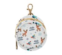 Winter Deer Snowflake Blue White Baby Pacifier Storage Case with Zipper and Clip Key Chain Wallet, Newborned Essentials