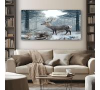 Winter Deer Wall Art for Living Room 50x100 cm Large Woodland Snow Wall Pictures Decoration, Modern Abstract Paintings for Bedroom Office Home, Frameless