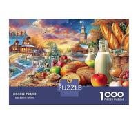 Winter Dessert 1000 Piece Jigsaw Puzzles Village Feast in Vibrant Art Suitable for Decompression And Wall Decor Couple Art Challenge High Difficulty for Adults & Kids Age 12 Years Up 52x38cm/1000pcs