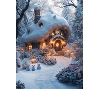 Winter Diamond Art Kits Adults, 5D Cabin Diamond Painting, DIY Full Drill Crystal Art Embroidery Kit for Beginners, Gem Arts and Crafts for Adults for Home Decor Gifts, Hobbies for Women 35x50cm 0Y-19