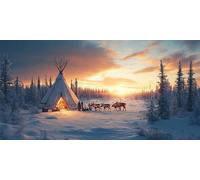 Winter Diamond Art Kits Adults Tent Diamond Painting Cross Stitch Kits for Adults 80x40Inch, DIY Crystal Art Canvas for Painting, Rhinestones Embroidery Wall Pictures Crafts for Home Decor ZSHD-5780