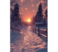 Winter Diamond Art, Pattern Sunset Diamond Painting Kits for Adults 5D DIY Full Square Drill Gem Crystal Art Kits Crafts for Adults, Bedroom Decor, Room Decor, Gifts for Women 20x28 Inch -bby2507TY