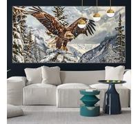 Winter Diamond Painting Kits for Adults 12x23inch Diamond Art Eagle Painting by Numbers for Children with Full Square Drill Accessories, Crystal Arts and Crafts Cross Stitch Pictures for Gifts y-w638