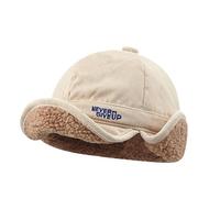 Winter Docker Hat for Men with Ear Flaps Warm Cotton Cap Faux Fur Lining Unisex Brim Docker Cap (UK, Alpha, One Size, Beige)