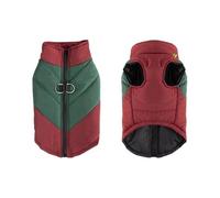 Winter Dog Coats Dogs Jacket for Cold Weather Soft Winter Coat Windproof Warm Dog Jacket Dog Snowsuit Waterproof Pet Dog Harness Vest for Small Medium Extra Large Dogs(Red-Green,XL-Bust 50cm)