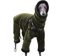 Winter Dog Jumpsuit Double-sided Flannel Turtleneck Pet Coat Medium Large Dog Warm Four Legs Plush Jacket for Greyhounds Salukis Lurchers,5XL,green