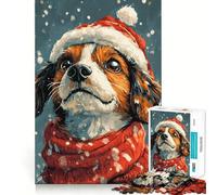 Winter Dog on Christmas Adults 1000 Pieces Puzzle Mental Fun Game Advanced Laser Cutting Tech Amusing Challenge for Waiting Time (50x75cm)