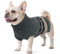 Winter Dog Sweater - Fair Isle Knit Sweater with Harness Hole, Holiday Clothes Stretchy & Easy On/Off, Sleeveless Pullover for Small Medium Large Dogs Girl Boy (2-54 lbs), Grey L