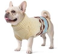 Winter Dog Sweater - Fair Isle Knit Sweater with Harness Hole, Holiday Clothes Stretchy & Easy On/Off, Sleeveless Pullover for Small Medium Large Dogs Girl Boy (2-54 lbs), Beige L