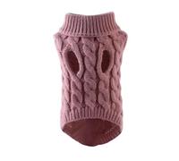 Winter Dog Sweater for Small Dogs - Soft Knitted Pet Jumper for Chihuahua, Yorkie, Puppy & Cats | Warm & Comfortable Autumn/Winter Clothing | Solid Color & Braided Design(Sour plum,S)