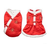 Winter Dog Tang Suit Plush Coat for Small and Medium Dogs and Cats with Classic Chinese Design Suitable for Parties Weddings and Festive Events (D)