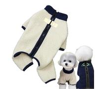 Winter Dogs Jumpsuit Coat with Back Zipper, Dog All in One Suit with Legs, Fleece Dog Coat with D-Ring Harness, Winter Warm Coats & Jackets for Small Dogs (Khaki-Black,S)