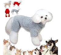 Winter Dogs Jumpsuit Coat with Back Zipper, Plush Fleece Dog Coat for Small Dog, 2026 Winter Jacket Coats for Dogs, Pet Jumpsuit Double D-Ring and Zipper on Back (Gray)
