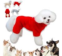 Winter Dogs Jumpsuit Coat with Back Zipper, Plush Fleece Dog Coat for Small Dog, 2026 Winter Jacket Coats for Dogs, Pet Jumpsuit Double D-Ring and Zipper on Back (Red)