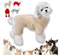 Winter Dogs Jumpsuit Coat with Back Zipper, Plush Fleece Dog Coat for Small Dog, 2026 Winter Jacket Coats for Dogs, Pet Jumpsuit Double D-Ring and Zipper on Back (Khaki)