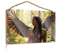 Winter Door Sign Angel In The Forest: A Mystical Encounter Wooden Sign Room Stuff Summer Gifts(15X28CM)
