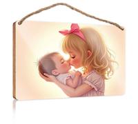 Winter Door Sign Motherly Love: A Heartwarming Kiss Wooden Sign Room Stuff Summer Gifts(23X35CM)