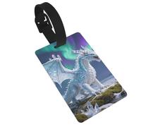 Winter Dragon Luggage Tags for Suitcases - Durable PVC ID Tags with Detachable Straps for Travel, Backpack, Golf Bag, Anti-Loss