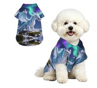 Winter Dragon S Pet Hawaiian Shirt for Small Dogs-Cute Summer Beach Outfit for Puppy, Soft Breathable Cat Clothes with Buttons