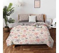 Winter Duvet Cover Set, Childhood Themed Cute Pattern with Pale Colored Doodle Figures Snowfall Retro Xmas 1Comforter Cover and 2 Pillow Shams Soft Comfy Breathable - Twin 68"x90" Multicolor