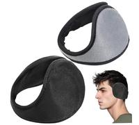Winter Ear Muffs Ear Warmers 2PCS Winter Fluffy Ear Muffs Behind-the-Head Adjustable & Foldable Ear Covers Protection for Cold Weather Running Skiing