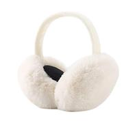 Winter Ear Muffs for Women Men Faux Fur Adjustable Ear Warmers Foldable Windproof Plush Earmuffs for Cold Weather Ideal Christmas Perfect for Skiing, Snowboarding & Outdoors (White)