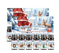 Winter Essential Christmas Oil Set, 6x10ml Fragrance Oils for Diffuser Candle Making - Christmas Wreath, Gingerbread, Sugar Cookies, Hot Chocolate, Peppermint, Cinnamon Aromatherapy Oils (2PCS, 120ml)
