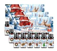 Winter Essential Christmas Oil Set, 6x10ml Fragrance Oils for Diffuser Candle Making - Christmas Wreath, Gingerbread, Sugar Cookies, Hot Chocolate, Peppermint, Cinnamon Aromatherapy Oils (3PCS, 180ml)