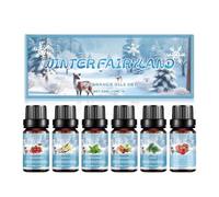 Winter Essential Oils Set 6 x 10ml, Christmas Essential Oils for Diffusers, Christmas Fragrance Oil for Soaps Candle Making, Cinnamon, Peppermint Essential Oil for Bedroom Living Room