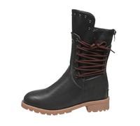 Winter European and Style Winter Women's Ankle Boots with Solid Color Design High Cut Round Toe and Convenient Back Zipper Closure for Fashionable Comfort (Black, 6)