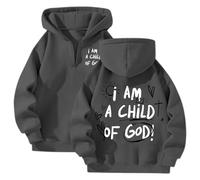 Winter Fall I am a Child of God Hoodie Tops Man Woman Longs Leeve Pullover Sweatshirt Dark Gray