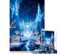 Winter Fantasy Landscape with Figures for Adults 1000 Piece Jigsaw Puzzle Mental Exercise Serene Escape Snug Lock (38x26cm)