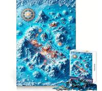 Winter Fantasy Map with Snowy Mountains for Adults 1000 Piece Puzzle Brain Exercise Restful Escape Precision Cut Ideal Xmas Gift (38x52cm)