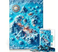 Winter Fantasy Map with Snowy Mountains Jigsaw for Adults1000 Pieces Brain Focus Game Precision Cut Smooth Edges Amusing Challenge for Waiting Time (38x52cm)
