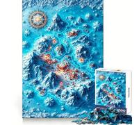 Winter Fantasy Map with Snowy Mountains Jigsaw Puzzles 1000 Pieces Think Training Quiet Recreation Defined Edges Heartfelt Gift (38x26cm)