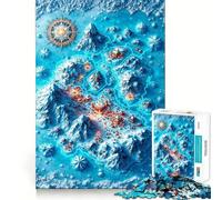 Winter Fantasy Map with Snowy Mountains Jigsaws for Adults1000 Pieces Brain Memory Game Fine Cut Premium Finishing Engaging Way to Pass Free Hours (50x75cm)