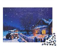 Winter Farm Puzzle for Adults 1000Pc Recyclable Paper Starry Night Jigsaw Puzzles Educational Game Challenge Ideal for Family And Friends Gifts 38x26cm/1000pcs