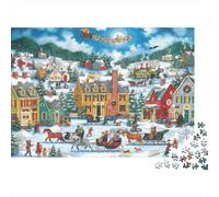 Winter Farm Scene Relaxing 1000 Pieces Jigsaw Puzzle Festive Horses Stress Relief Brain Exercise For Seniors Teens Beginners 70x50cm/1000pcs