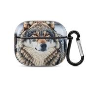 Winter Farm Style Wolf Bluetooth Earbuds Case Cover Full Body Shockproof Protection Hard Case Support Wireless Charging with Keychain Personalized Gift for AirPods 3