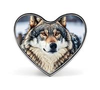 Winter Farm Style Wolf Buttons Pin Memorial Boutonniere for Wedding Groom Bride, Customize Lapel Heart Pin for Christmas, Men Women Costume Decorative Fashionable Brooches