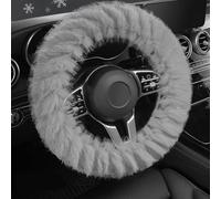 Winter Fashion Wool Fur Soft Furry Steering Wheel Covers Fluffy Cover Warm Non-Slip Auto Decoration for Women Car Accessories (Grey)